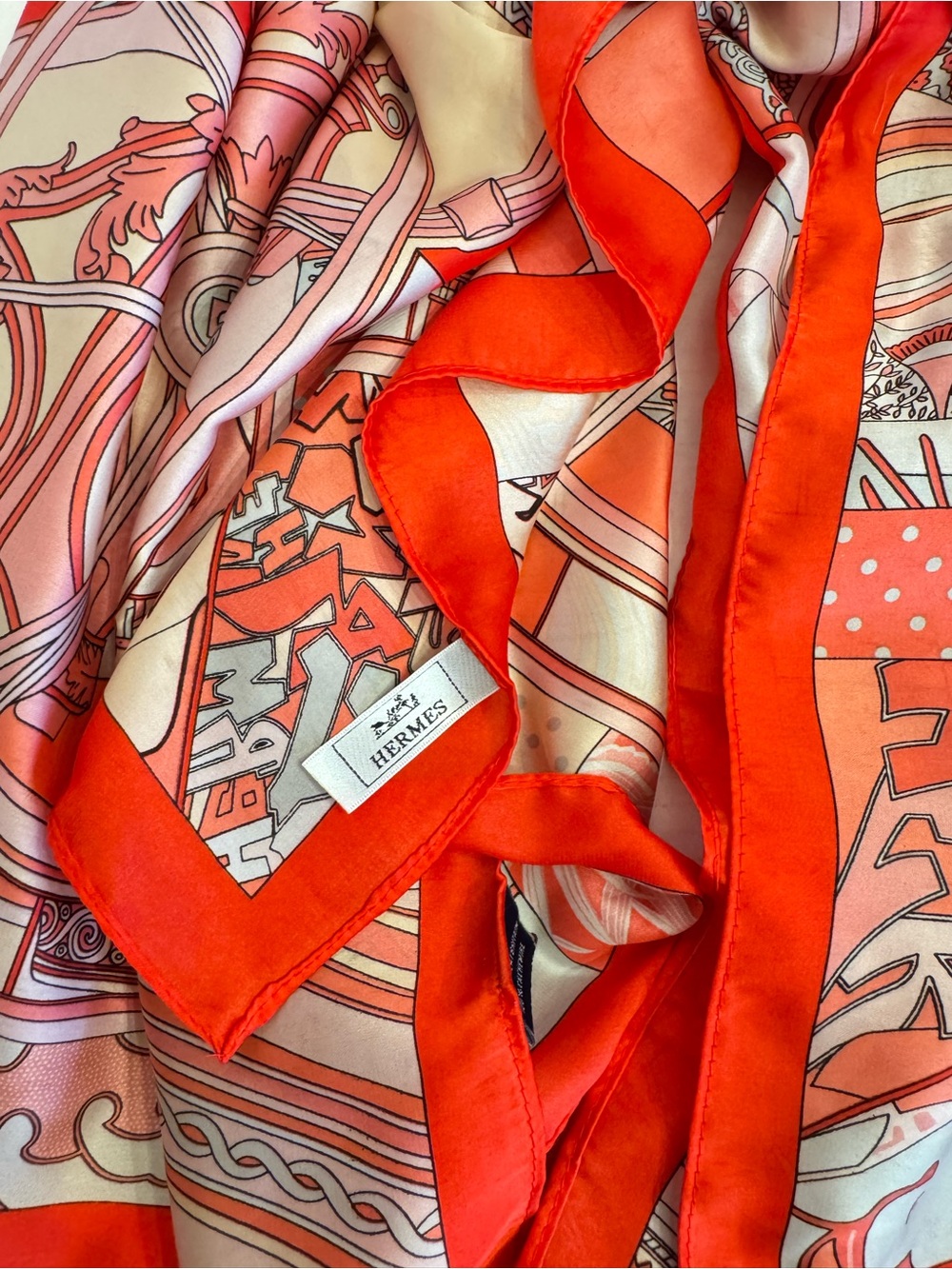 HERMES WASHINGTON CARRIAGE Cashmere Rouge Grenadine Pink Rose Designer Scarf - Picture 16 of 16